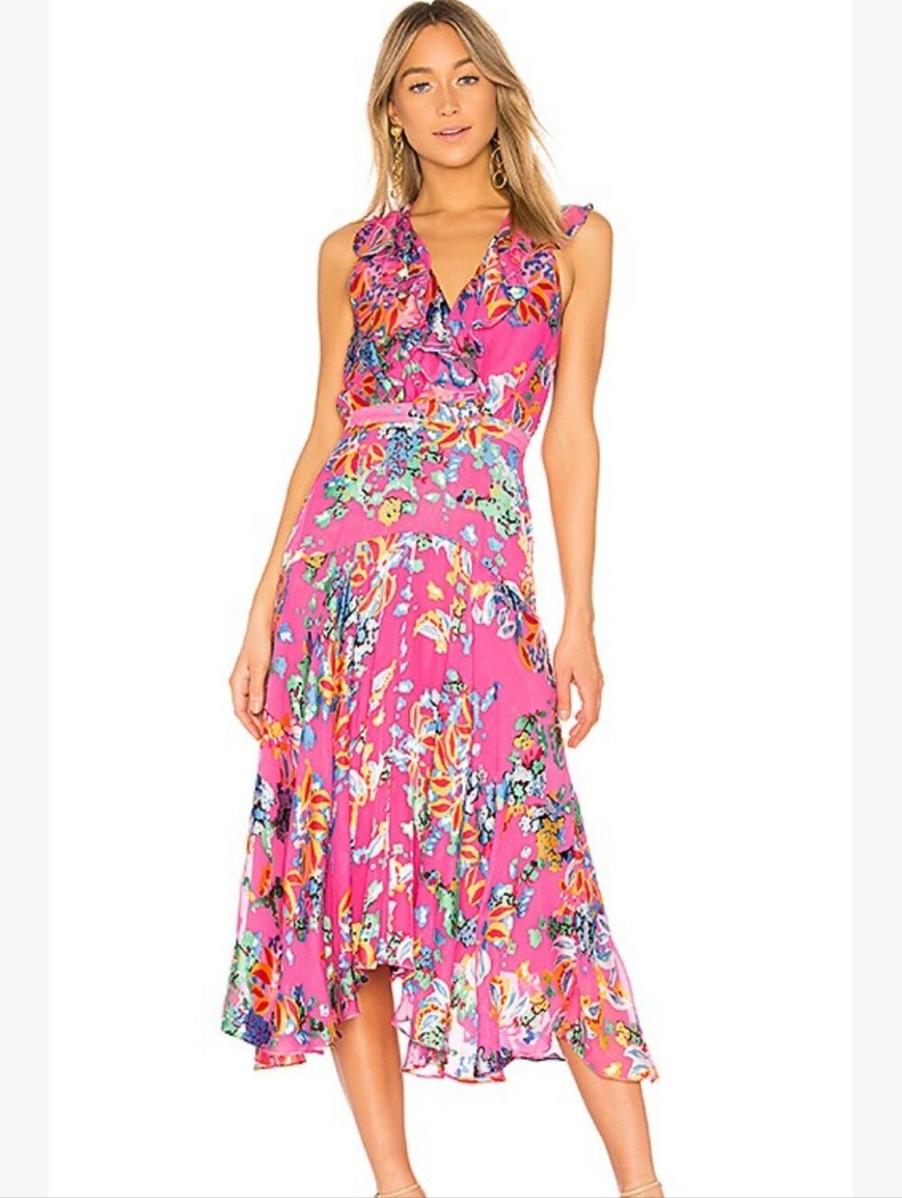 Saloni Rita Short Dress in Pink Begonia Size 4